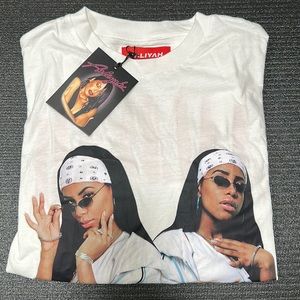 Aaliyah Large white tee shirt by Shoe Palace.